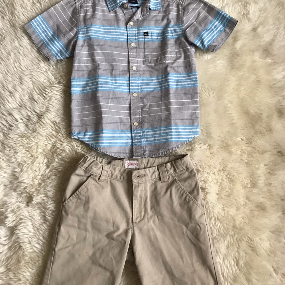 8 y/o button down shirt and khaki shorts